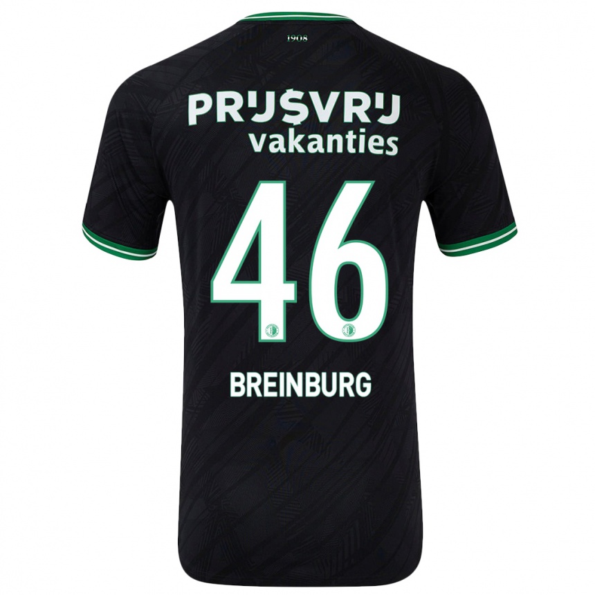 Kids Football Rainey Breinburg #46 Black Green Away Jersey 2024/25 T-Shirt Za