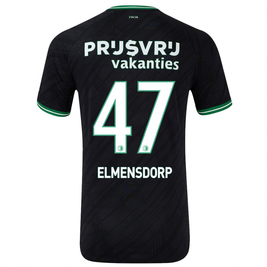 Kids Football Paris Elmensdorp #47 Black Green Away Jersey 2024/25 T-Shirt Za