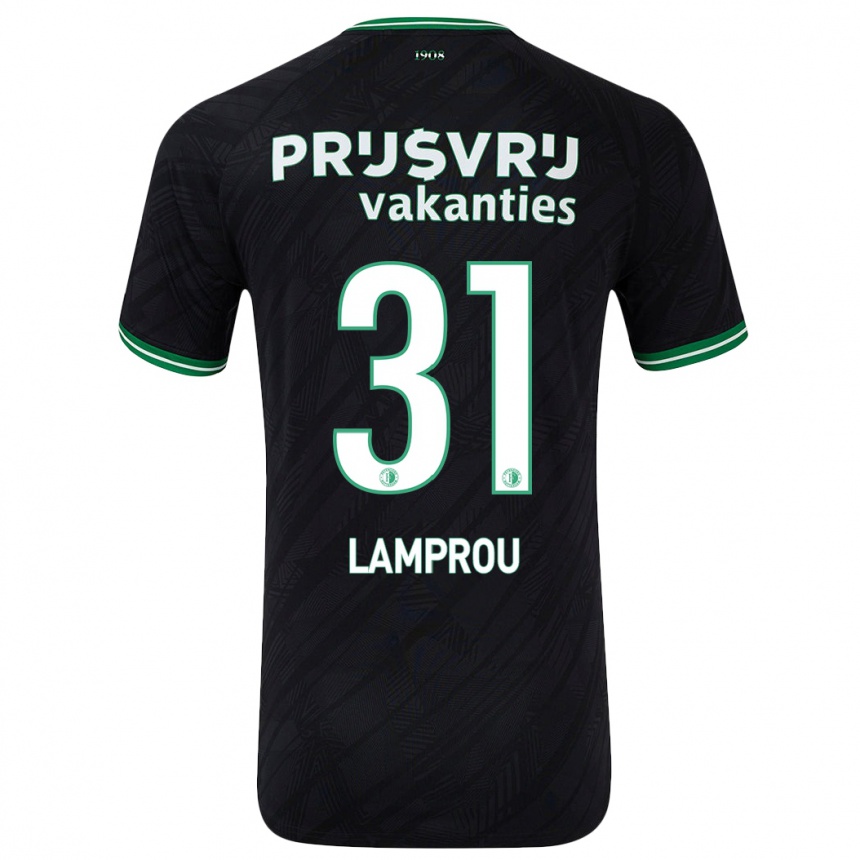 Kids Football Kostas Lamprou #31 Black Green Away Jersey 2024/25 T-Shirt Za