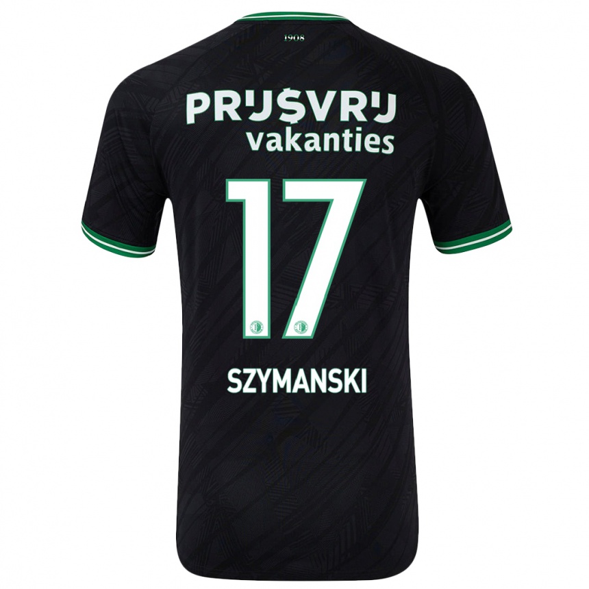 Kids Football Sebastian Szymanski #17 Black Green Away Jersey 2024/25 T-Shirt Za