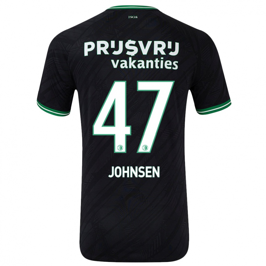 Kids Football Mikael Torset Johnsen #47 Black Green Away Jersey 2024/25 T-Shirt Za