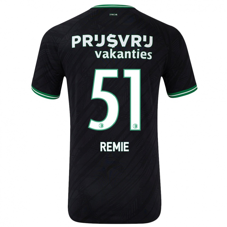 Kids Football Devin Remie #51 Black Green Away Jersey 2024/25 T-Shirt Za