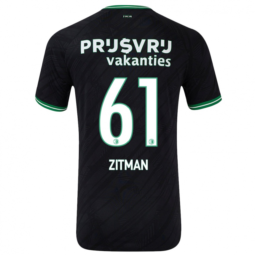 Kids Football Sven Zitman #61 Black Green Away Jersey 2024/25 T-Shirt Za