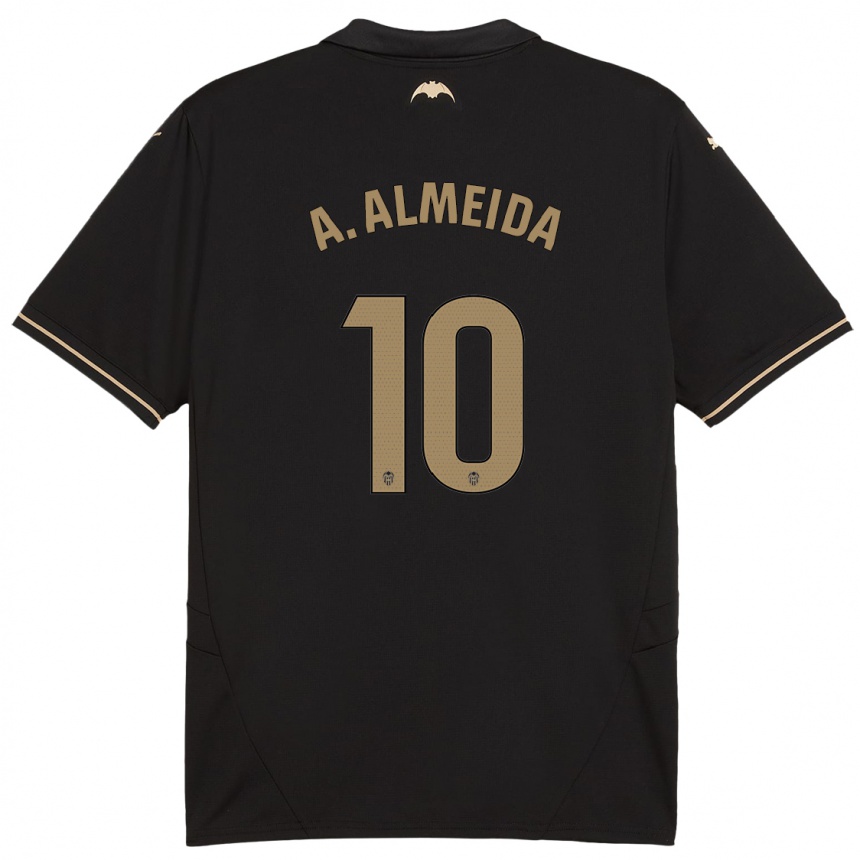 Kids Football André Almeida #10 Black Away Jersey 2024/25 T-Shirt Za