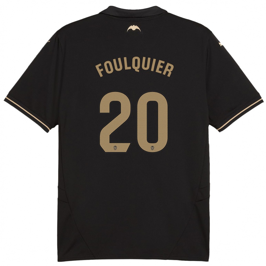 Kids Football Dimitri Foulquier #20 Black Away Jersey 2024/25 T-Shirt Za