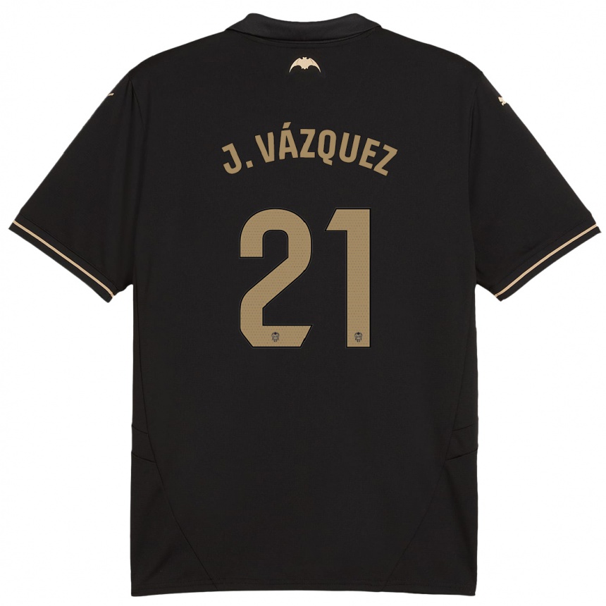 Kids Football Jesús Vázquez #21 Black Away Jersey 2024/25 T-Shirt Za