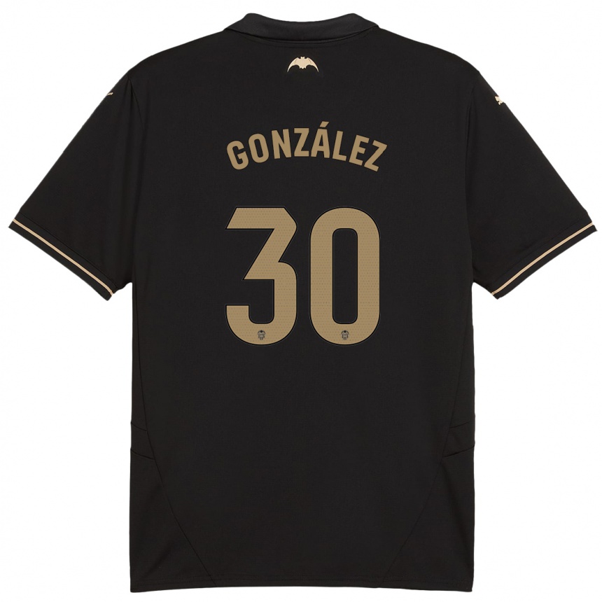 Kids Football Hugo González #30 Black Away Jersey 2024/25 T-Shirt Za