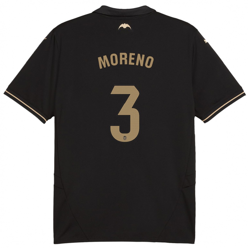 Kids Football Diego Moreno #3 Black Away Jersey 2024/25 T-Shirt Za