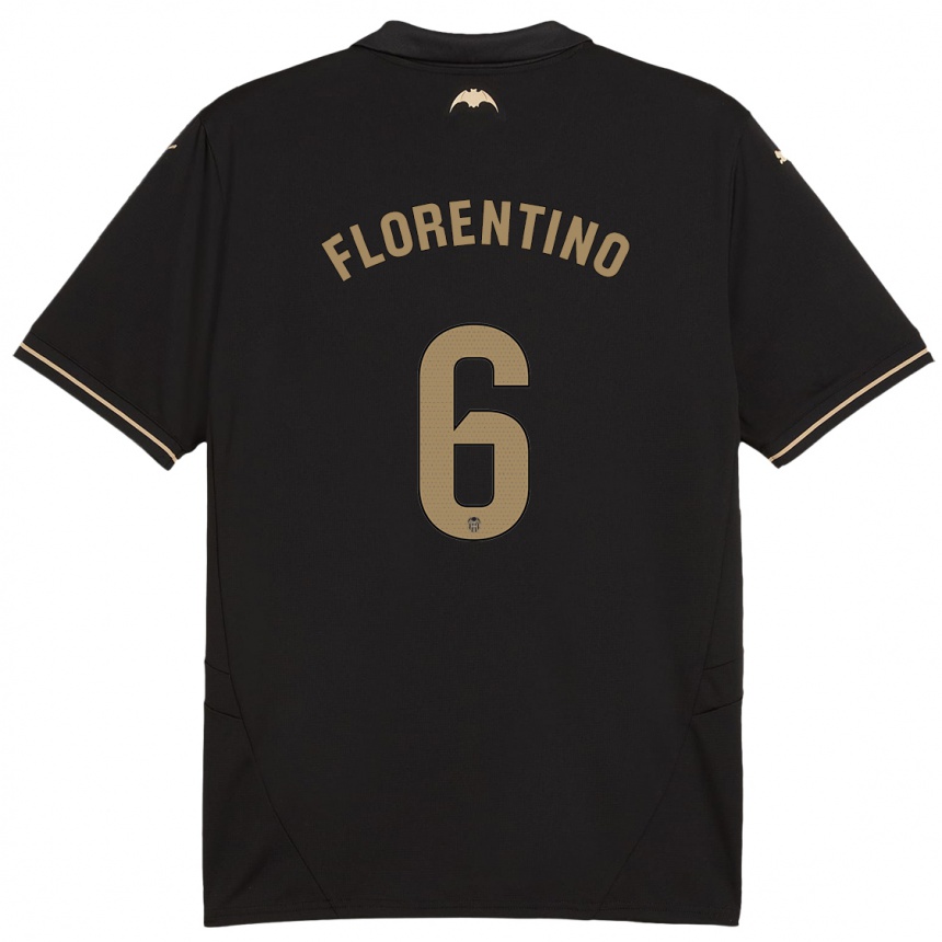 Kids Football Claudia Florentino #6 Black Away Jersey 2024/25 T-Shirt Za