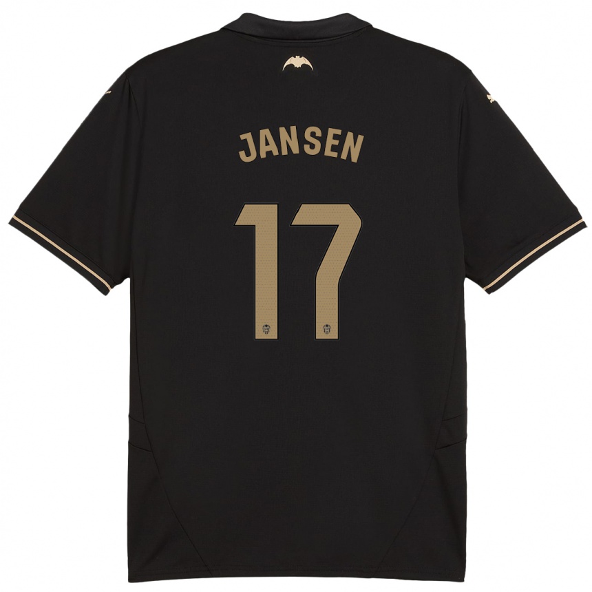 Kids Football Ellen Jansen #17 Black Away Jersey 2024/25 T-Shirt Za