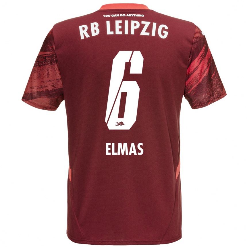 Kids Football Eljif Elmas #6 Burgundy Away Jersey 2024/25 T-Shirt Za