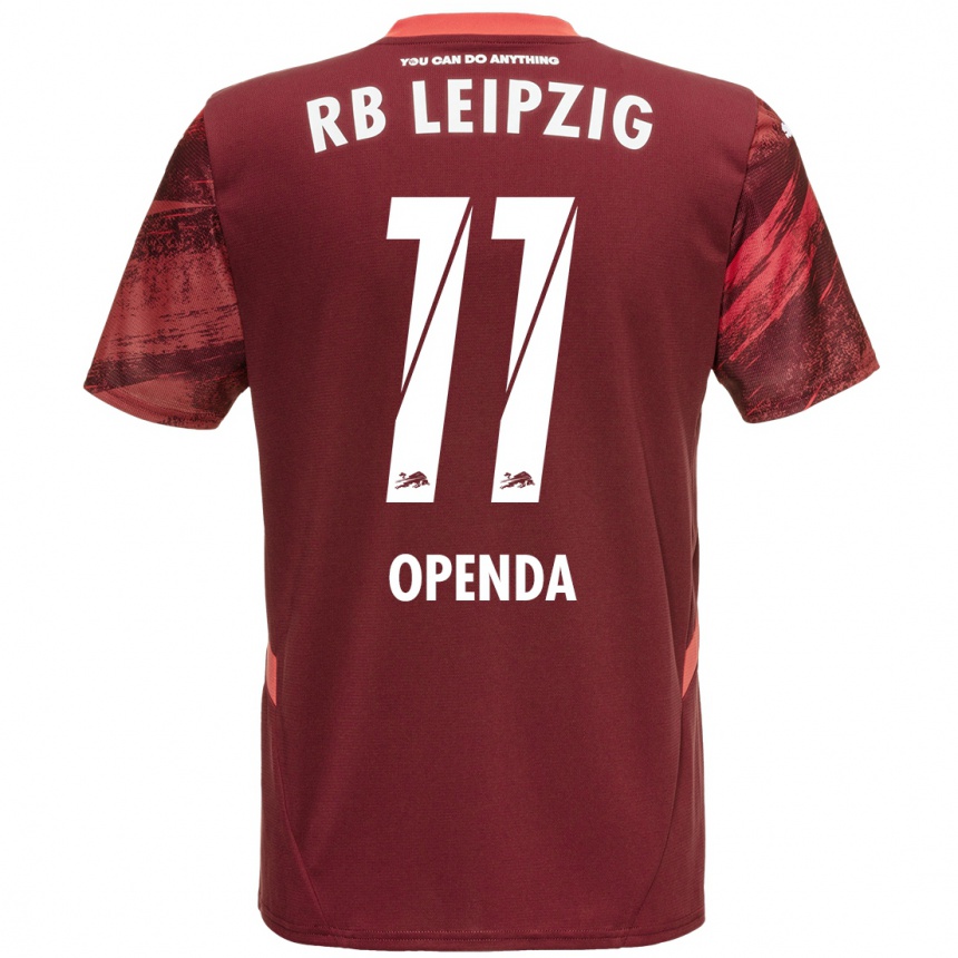 Kids Football Loïs Openda #11 Burgundy Away Jersey 2024/25 T-Shirt Za