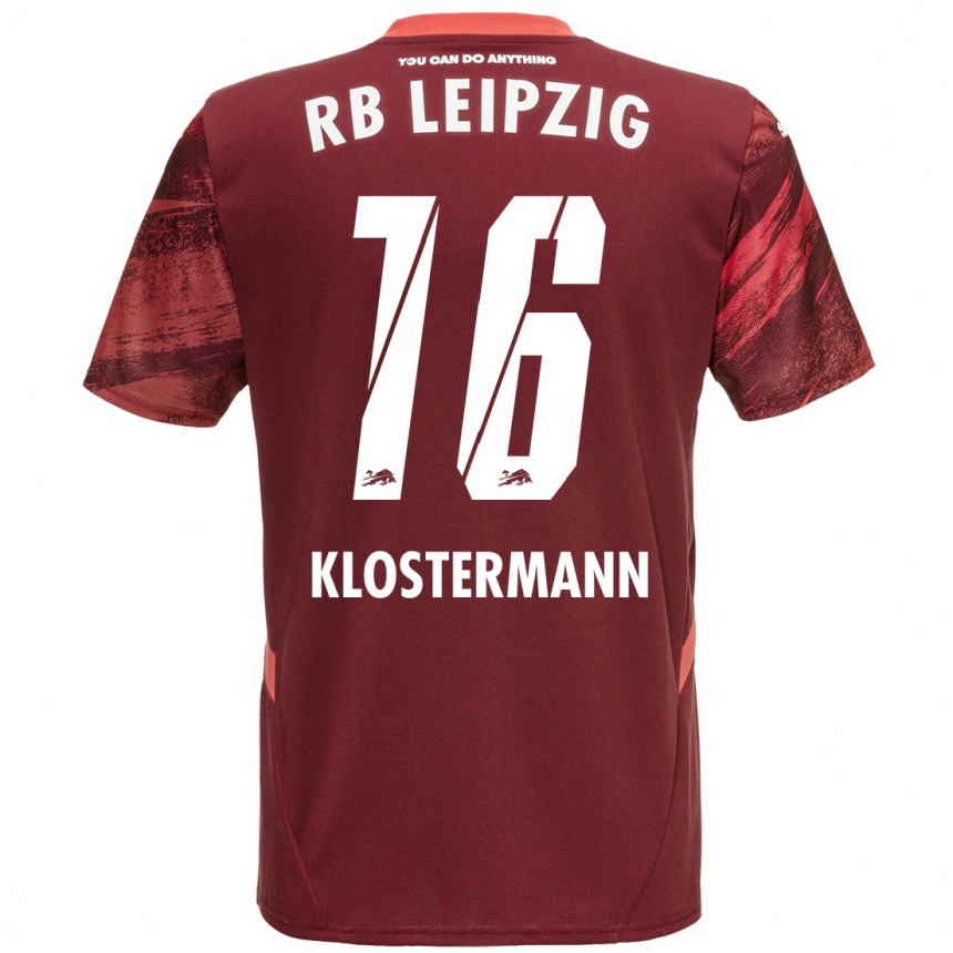 Kids Football Lukas Klostermann #16 Burgundy Away Jersey 2024/25 T-Shirt Za