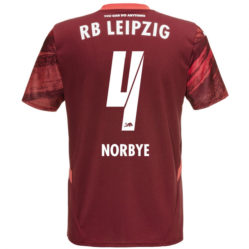 Kids Football Jonathan Norbye #4 Burgundy Away Jersey 2024/25 T-Shirt Za