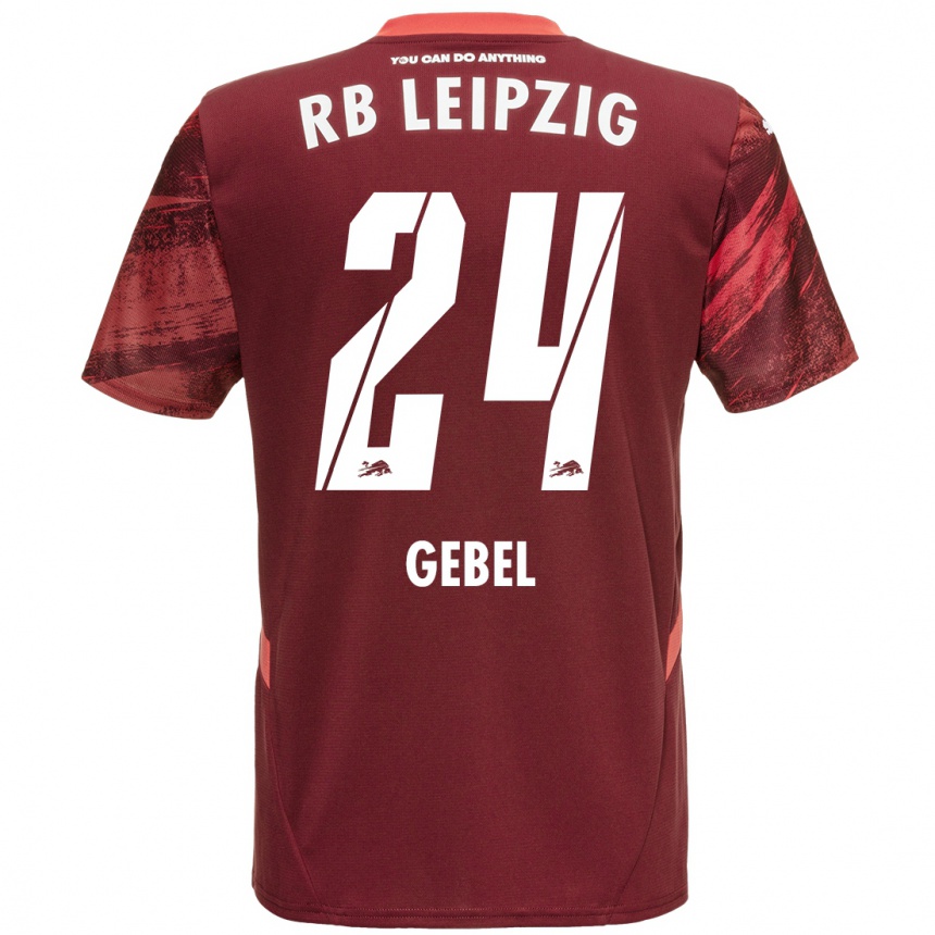 Kids Football Viggo Gebel #24 Burgundy Away Jersey 2024/25 T-Shirt Za