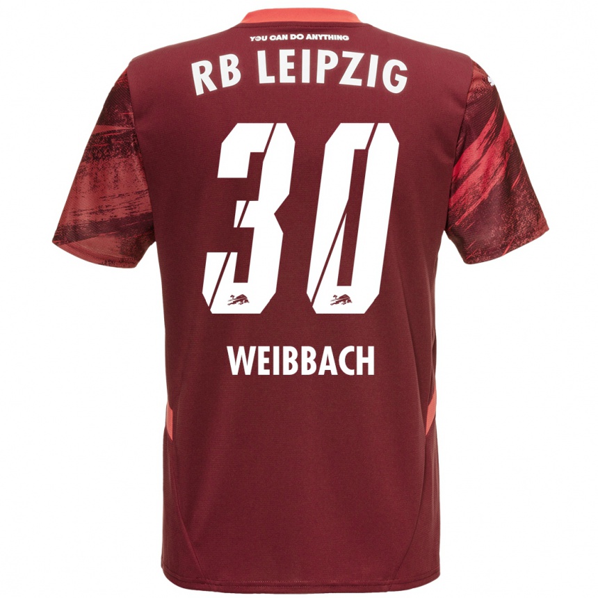 Kids Football Noah Weißbach #30 Burgundy Away Jersey 2024/25 T-Shirt Za