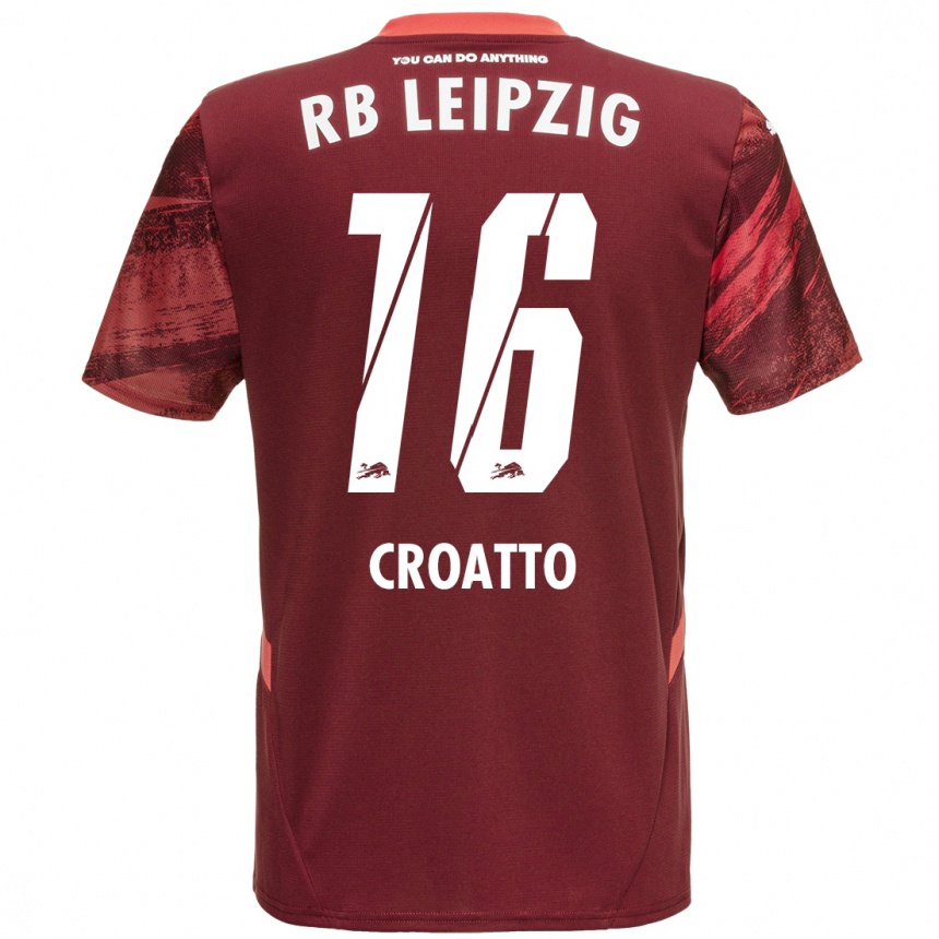 Kids Football Michela Croatto #16 Burgundy Away Jersey 2024/25 T-Shirt Za