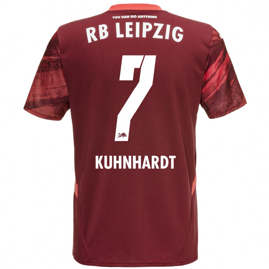 Kids Football Paul Kühnhardt #7 Burgundy Away Jersey 2024/25 T-Shirt Za