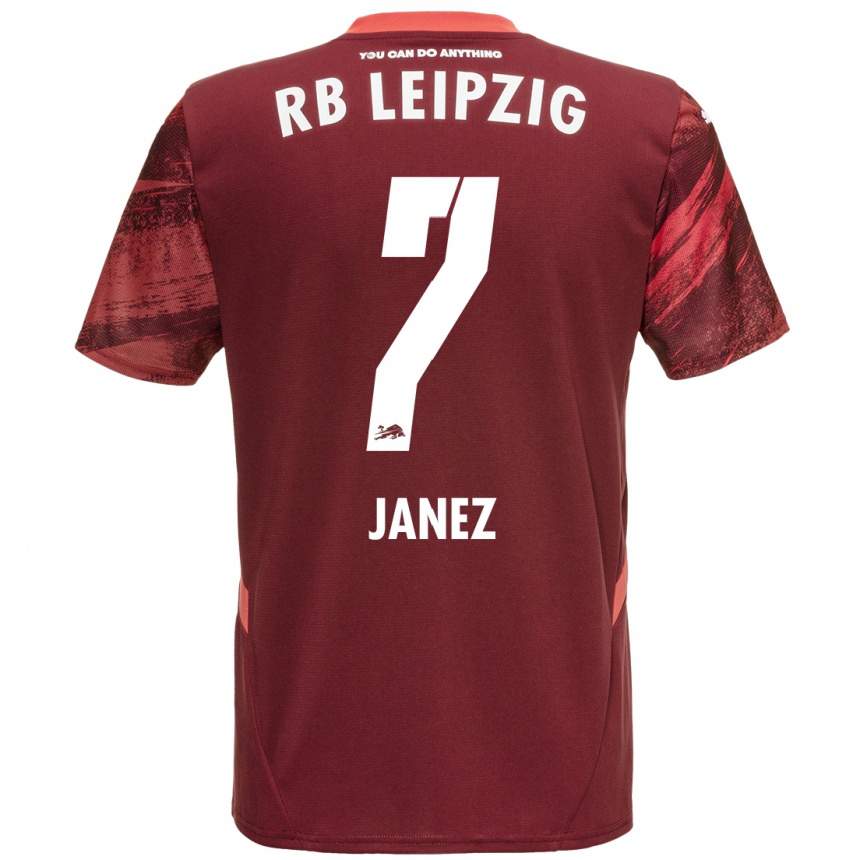 Kids Football Korina Lara Janež #7 Burgundy Away Jersey 2024/25 T-Shirt Za