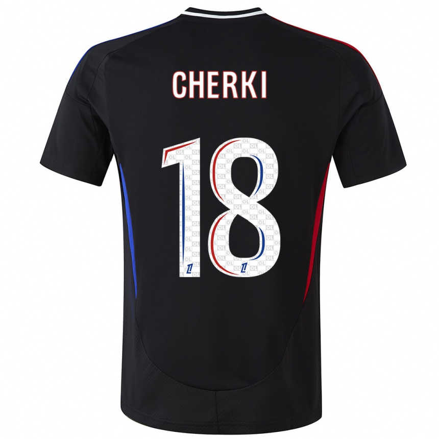 Kids Football Rayan Cherki #18 Black Away Jersey 2024/25 T-Shirt Za