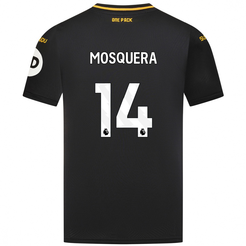 Kids Football Yerson Mosquera #14 Black Away Jersey 2024/25 T-Shirt Za