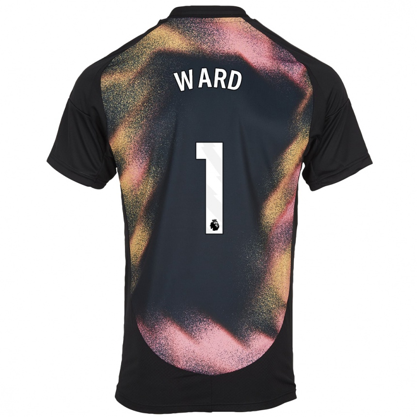 Kids Football Danny Ward #1 Black White Away Jersey 2024/25 T-Shirt Za