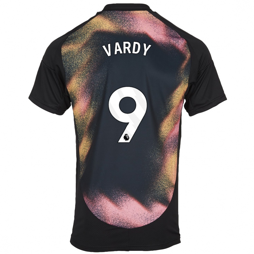 Kids Football Jamie Vardy #9 Black White Away Jersey 2024/25 T-Shirt Za