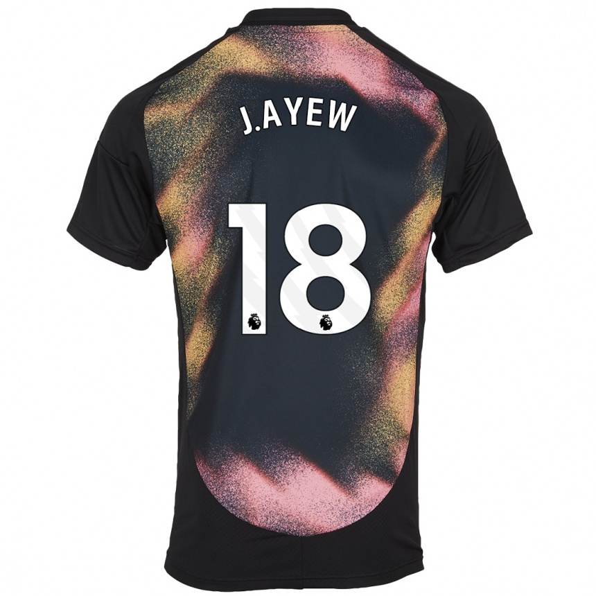 Kids Football Ayew #18 Black White Away Jersey 2024/25 T-Shirt Za