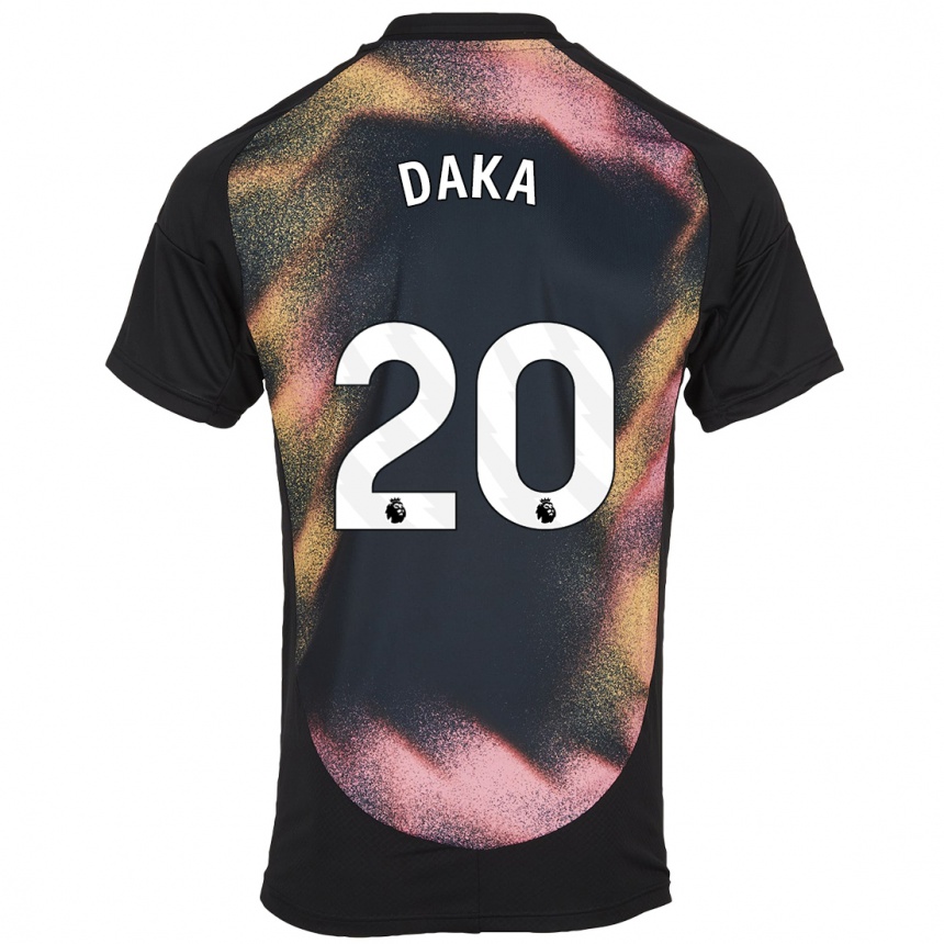 Kids Football Patson Daka #20 Black White Away Jersey 2024/25 T-Shirt Za