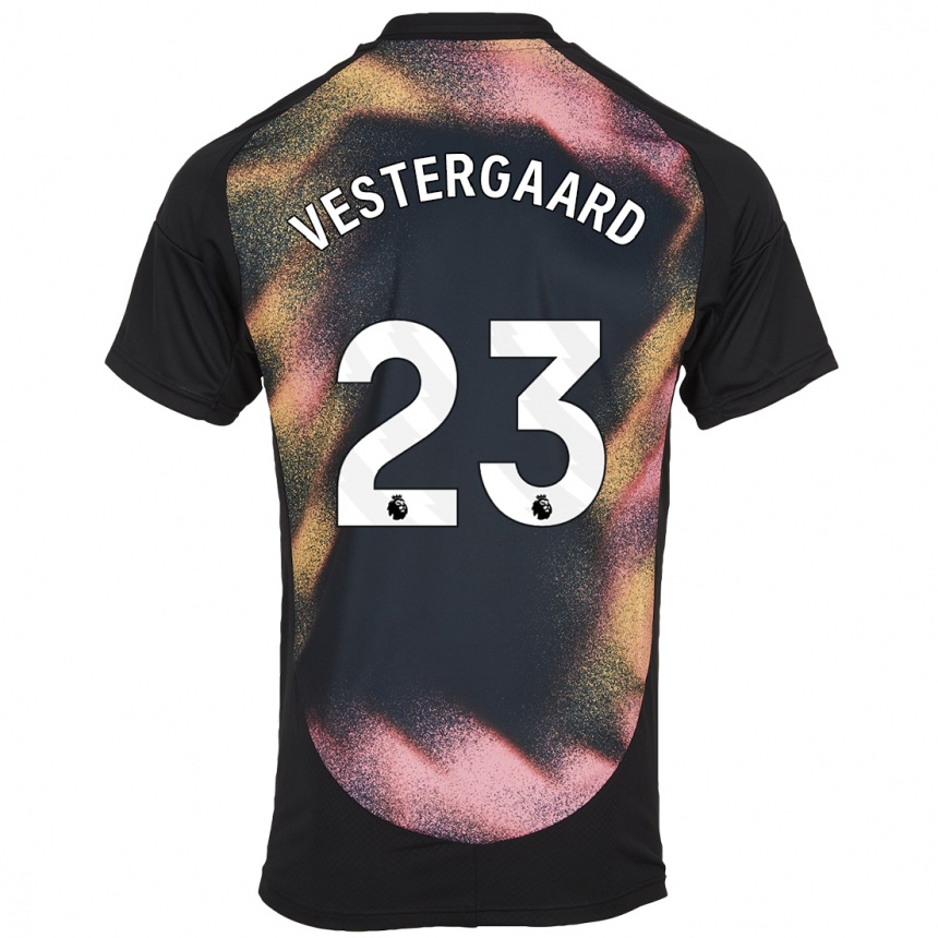 Kids Football Jannik Vestergaard #23 Black White Away Jersey 2024/25 T-Shirt Za