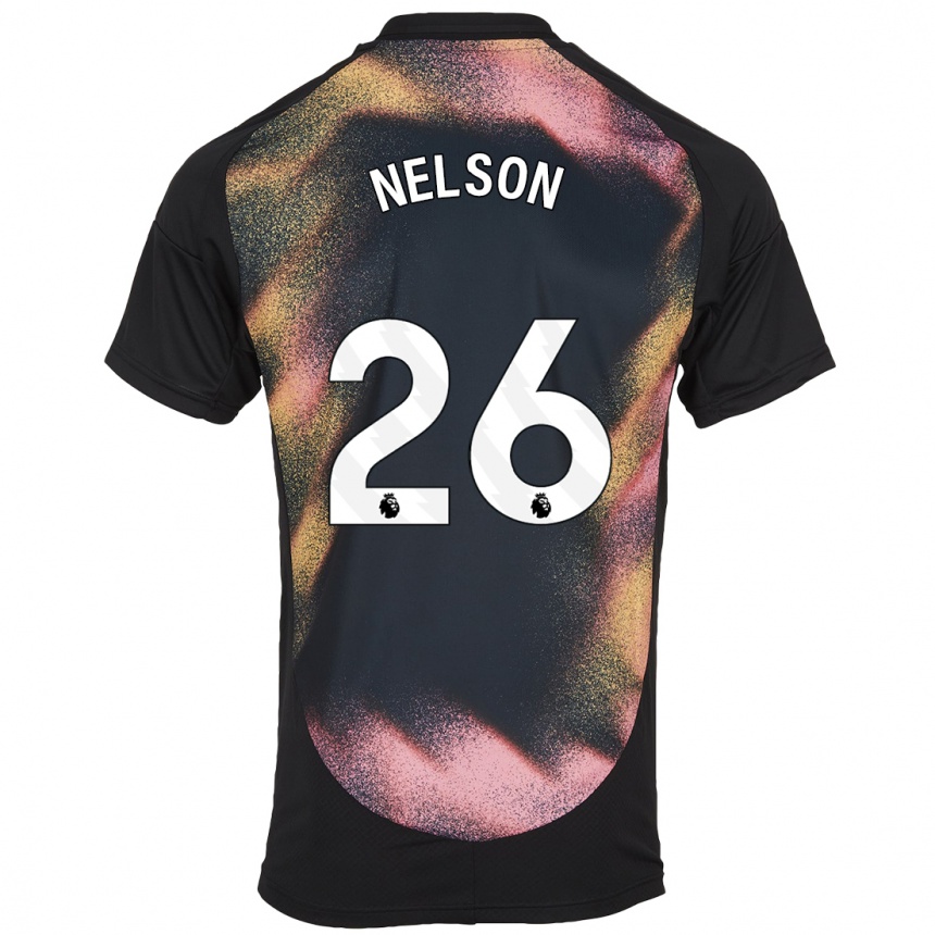 Kids Football Ben Nelson #26 Black White Away Jersey 2024/25 T-Shirt Za