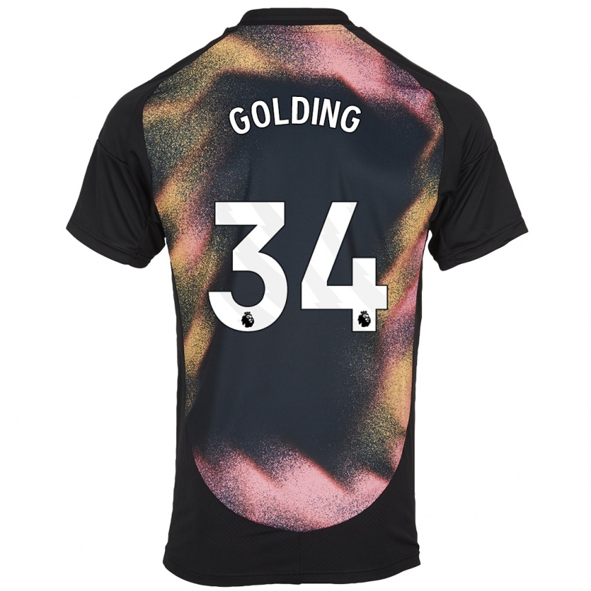 Kids Football Michael Golding #34 Black White Away Jersey 2024/25 T-Shirt Za