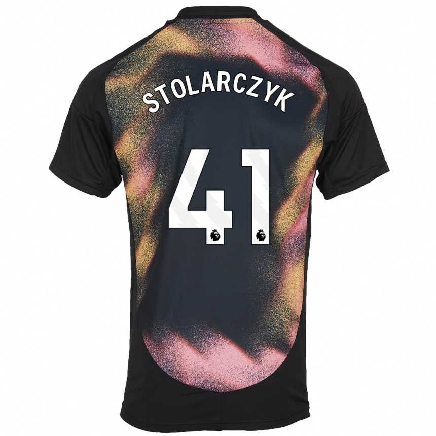 Kids Football Jakub Stolarczyk #41 Black White Away Jersey 2024/25 T-Shirt Za