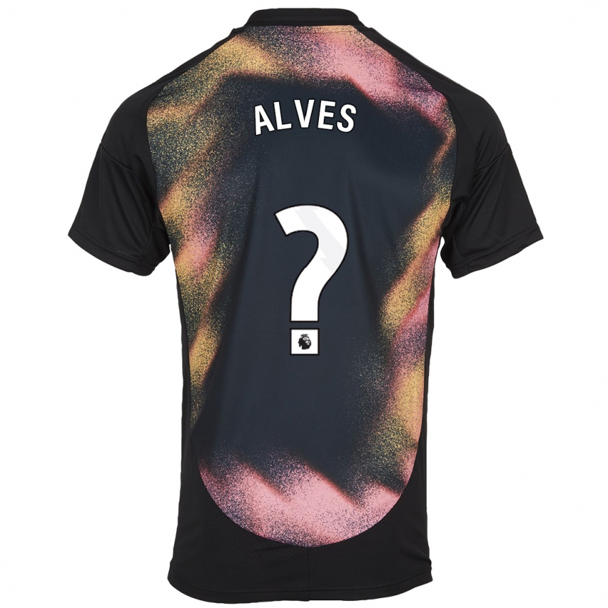 Kids Football Will Alves #0 Black White Away Jersey 2024/25 T-Shirt Za