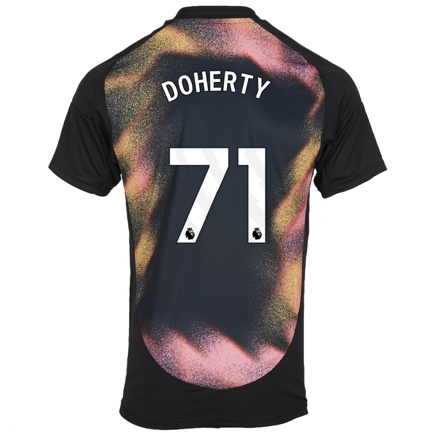 Kids Football Arlo Doherty #71 Black White Away Jersey 2024/25 T-Shirt Za