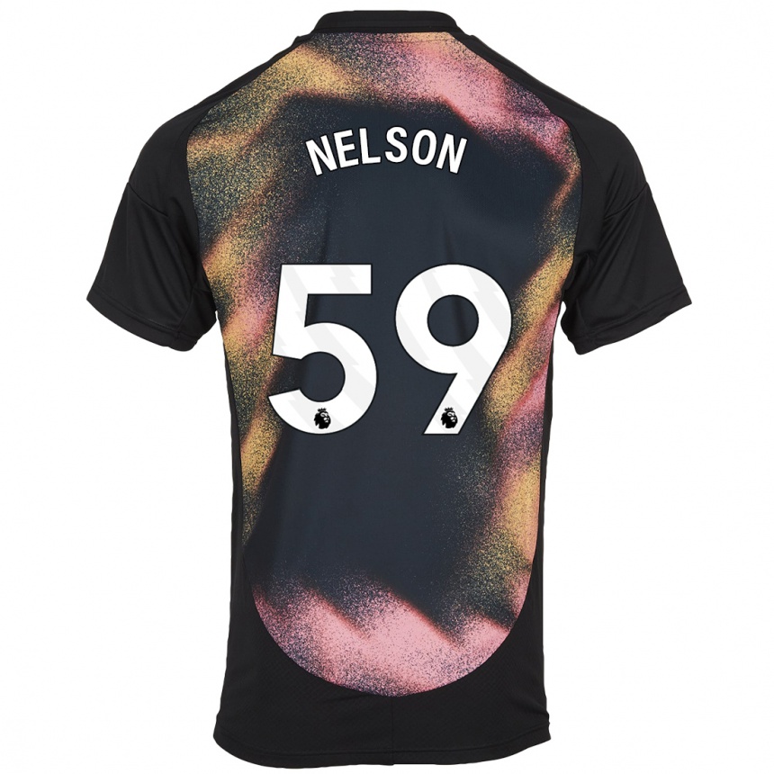 Kids Football Ronny Nelson #59 Black White Away Jersey 2024/25 T-Shirt Za