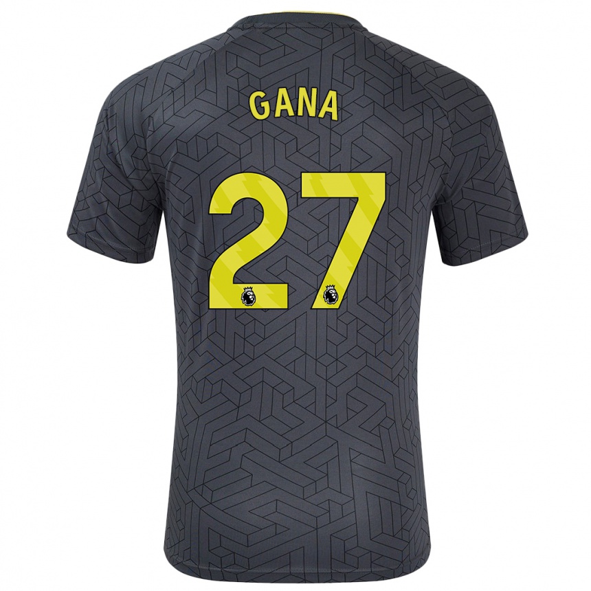 Kids Football Idrissa Gueye #27 Black Yellow Away Jersey 2024/25 T-Shirt Za