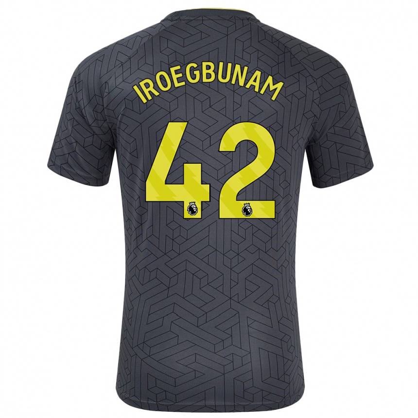 Kids Football Tim Iroegbunam #42 Black Yellow Away Jersey 2024/25 T-Shirt Za