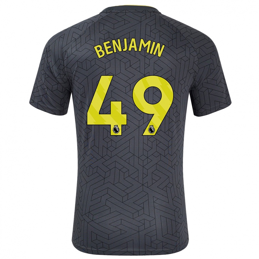 Kids Football Omari Benjamin #49 Black Yellow Away Jersey 2024/25 T-Shirt Za