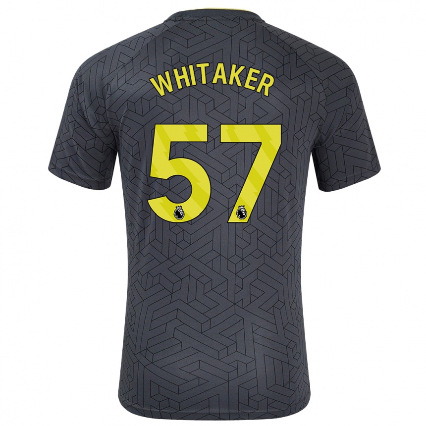 Kids Football Charlie Whitaker #57 Black Yellow Away Jersey 2024/25 T-Shirt Za