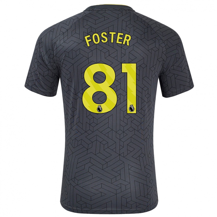 Kids Football Harvey Foster #81 Black Yellow Away Jersey 2024/25 T-Shirt Za