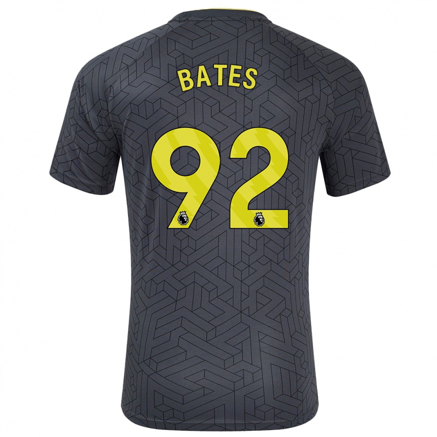 Kids Football Callum Bates #92 Black Yellow Away Jersey 2024/25 T-Shirt Za