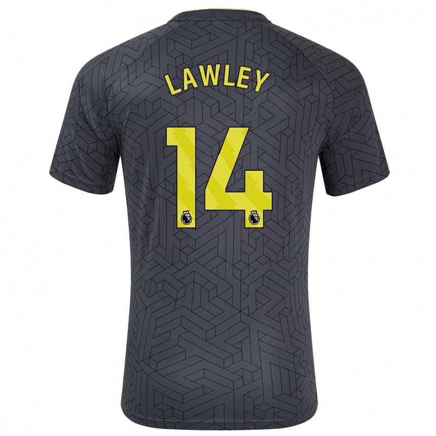 Kids Football Melissa Lawley #14 Black Yellow Away Jersey 2024/25 T-Shirt Za