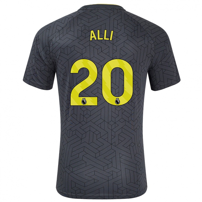 Kids Football Dele Alli #20 Black Yellow Away Jersey 2024/25 T-Shirt Za