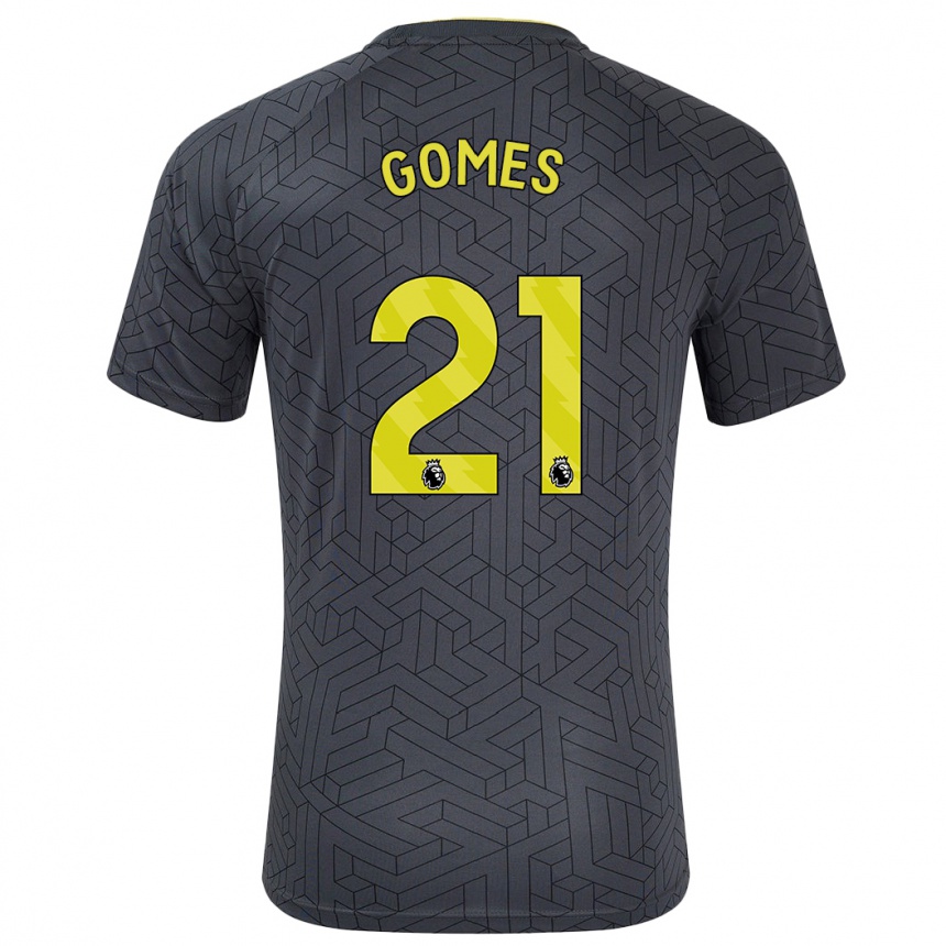 Kids Football André Gomes #21 Black Yellow Away Jersey 2024/25 T-Shirt Za