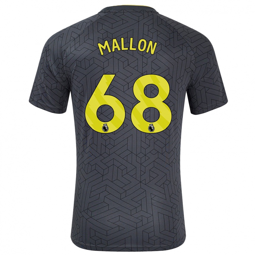 Kids Football Mathew Mallon #68 Black Yellow Away Jersey 2024/25 T-Shirt Za