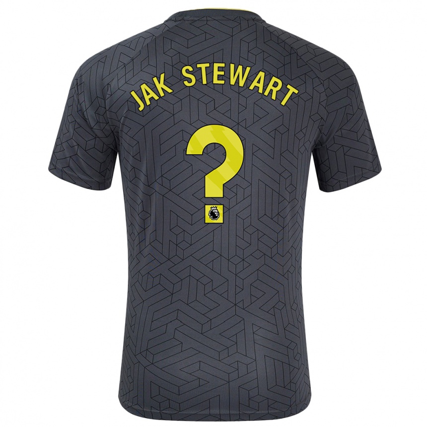 Kids Football Jak Stewart #0 Black Yellow Away Jersey 2024/25 T-Shirt Za