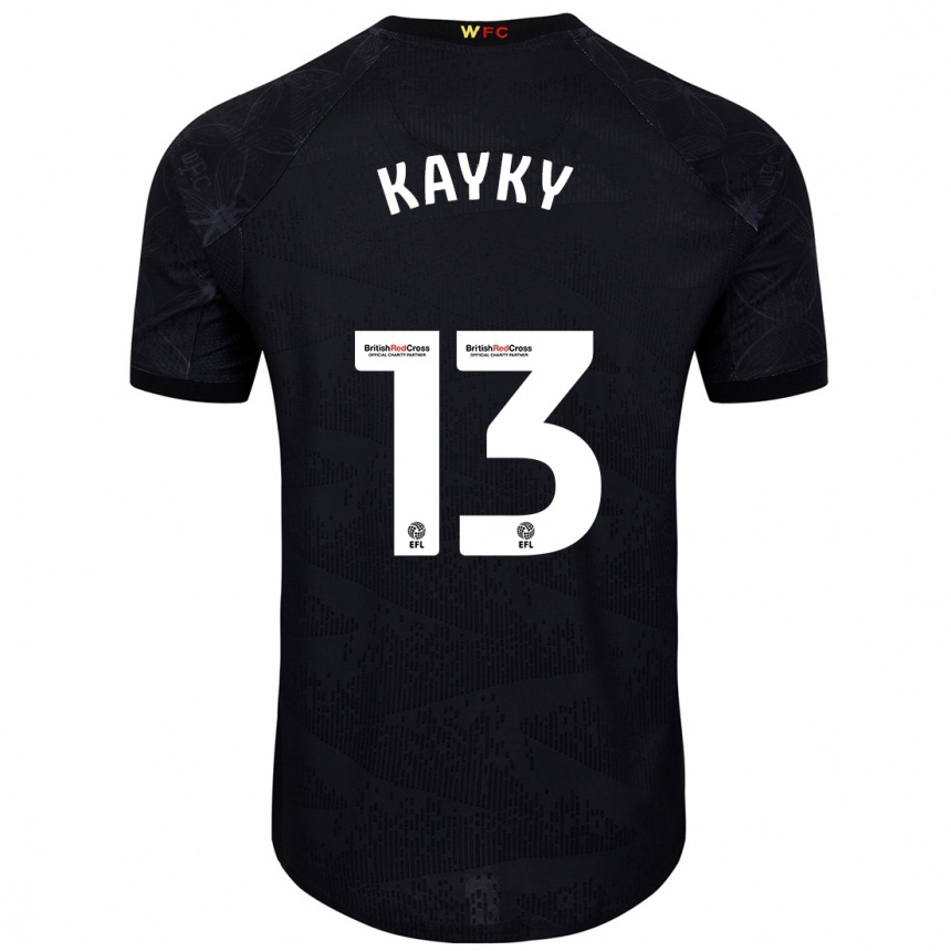 Kids Football Kayky Almeida #13 Black White Away Jersey 2024/25 T-Shirt Za