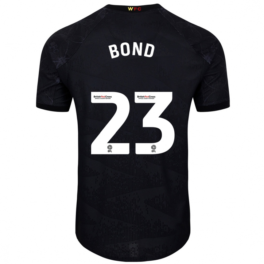 Kids Football Jonathan Bond #23 Black White Away Jersey 2024/25 T-Shirt Za