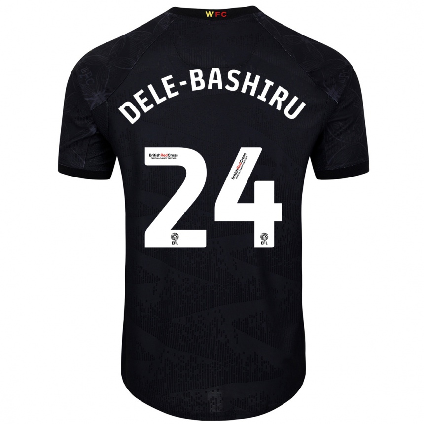 Kids Football Tom Dele-Bashiru #24 Black White Away Jersey 2024/25 T-Shirt Za